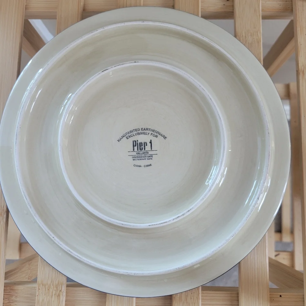 Pier 1 Vallarta Earthenware Floral Trivet Hot Pad Hand Painted